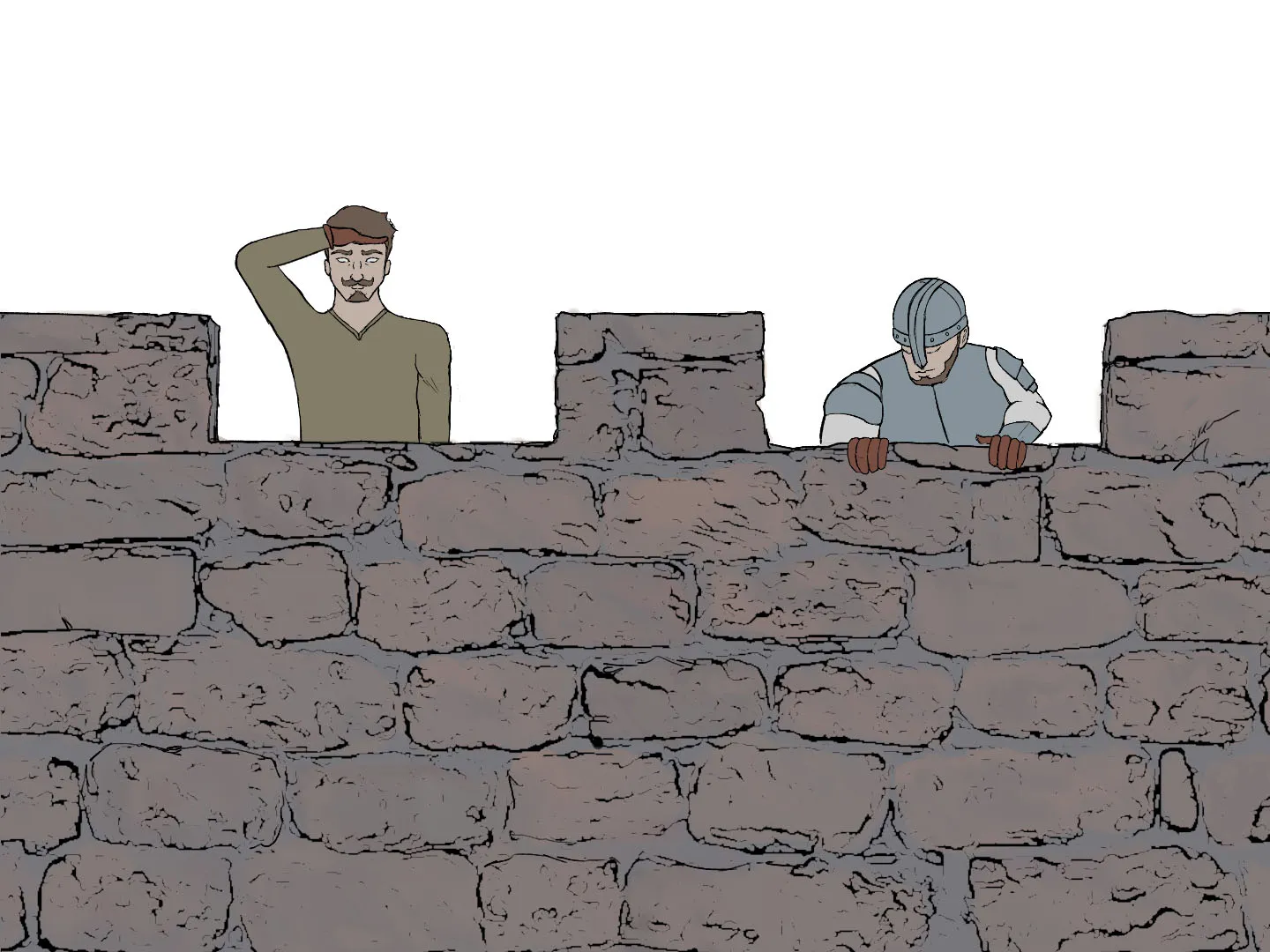 Soliders observing on top of castle.